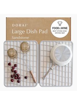 Dorai Home Dish Pad - Collapsable Stone Dish Drying Mat with Diatomaceous Earth for Quick Drying - Ultra Absorbent - Encased in Silicone - Eco-Friendl