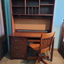 Desk w/ Drawers and Shelving Unit