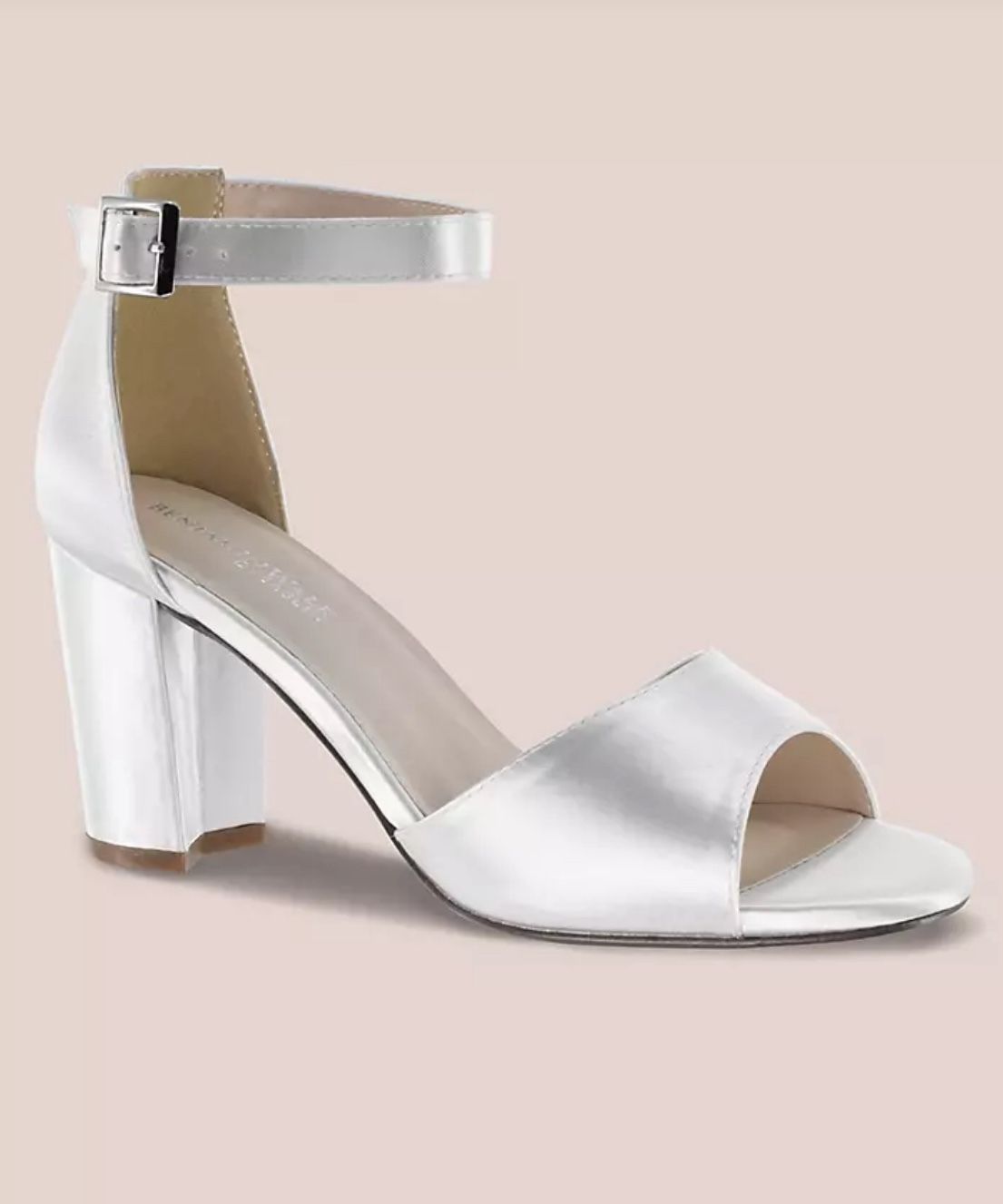 David’s Bridal Dyeable Ankle Strap Block Heel Sandals