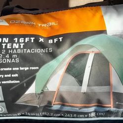 Ozark Trail 8-Person Tent 16' x 8' Floor Dimension 2 Rooms 5 Windows  