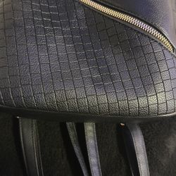 Black Mini Backpack With Leopard Inside