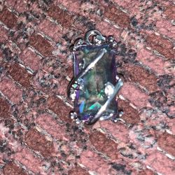 NEW Mystic Topaz & Rhodium Charm