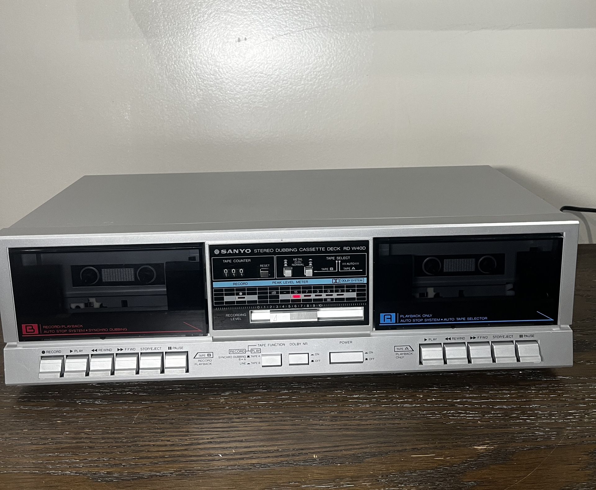 VNTG Sanyo RD-W40D Stereo Dubbing Dual Cassette Deck⭐️READ