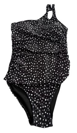 Holipick Women’s One Piece One Shoulder Black w/ Polka Dot Swimsuit Sz Large NWT