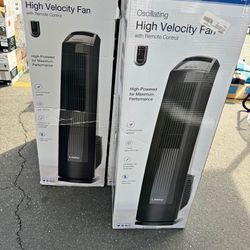 Lasko 3-Speed Remote Controlled Oscillating High Velocity Tower Fan, U35122