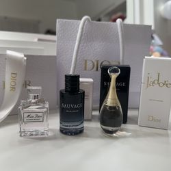 Mini Dior perfume set w/ bag and boxes