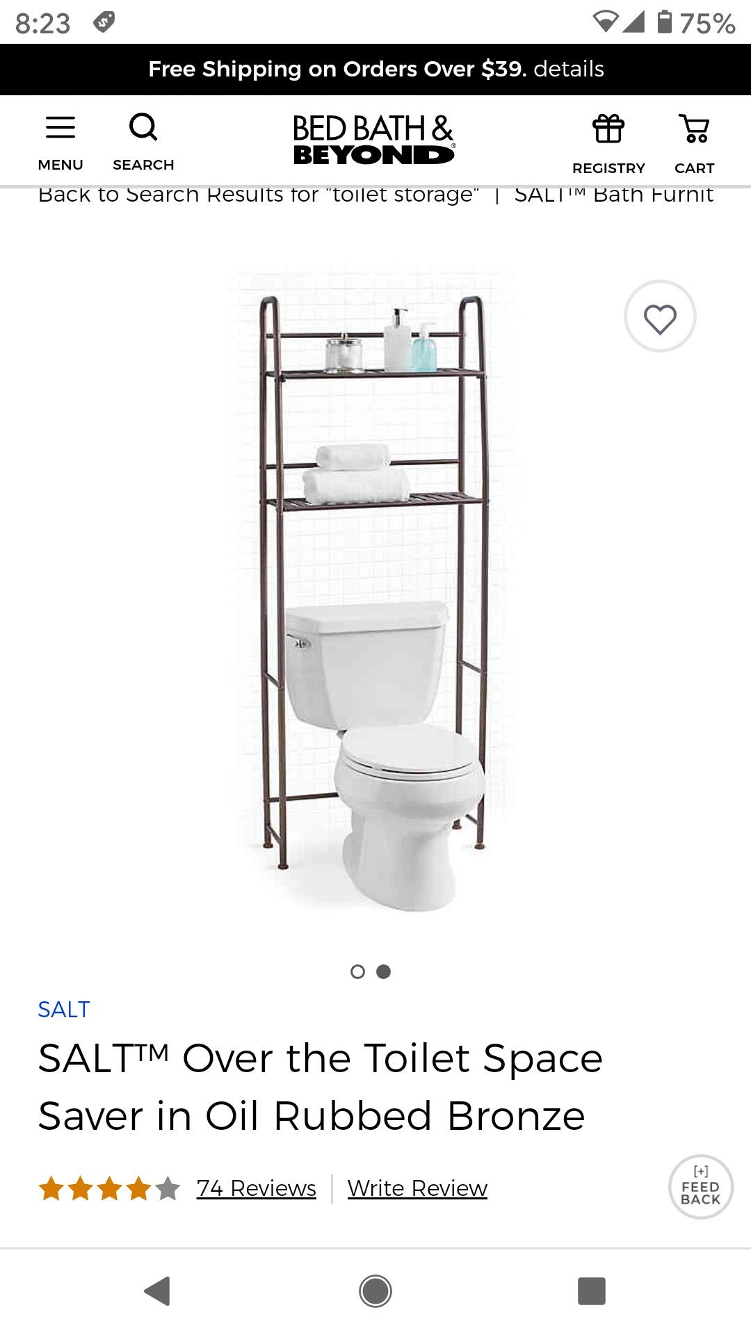Over the toilet shelving
