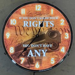 Clock Gun LED Bar 2nd Amendment Constitution Bear Arms “Know Your Rights”  NEW