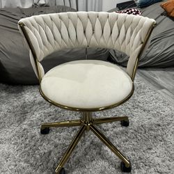 Ivory Velvet Modern  Swivels Adjustable Vanity/task Chair