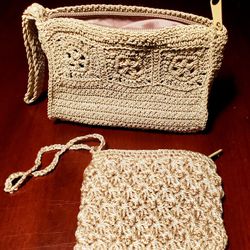 Katie Lee Crocheted Tan Wristlets/Pouch 