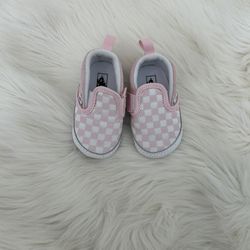 Light Pink Checkered Vans Crib Shoes