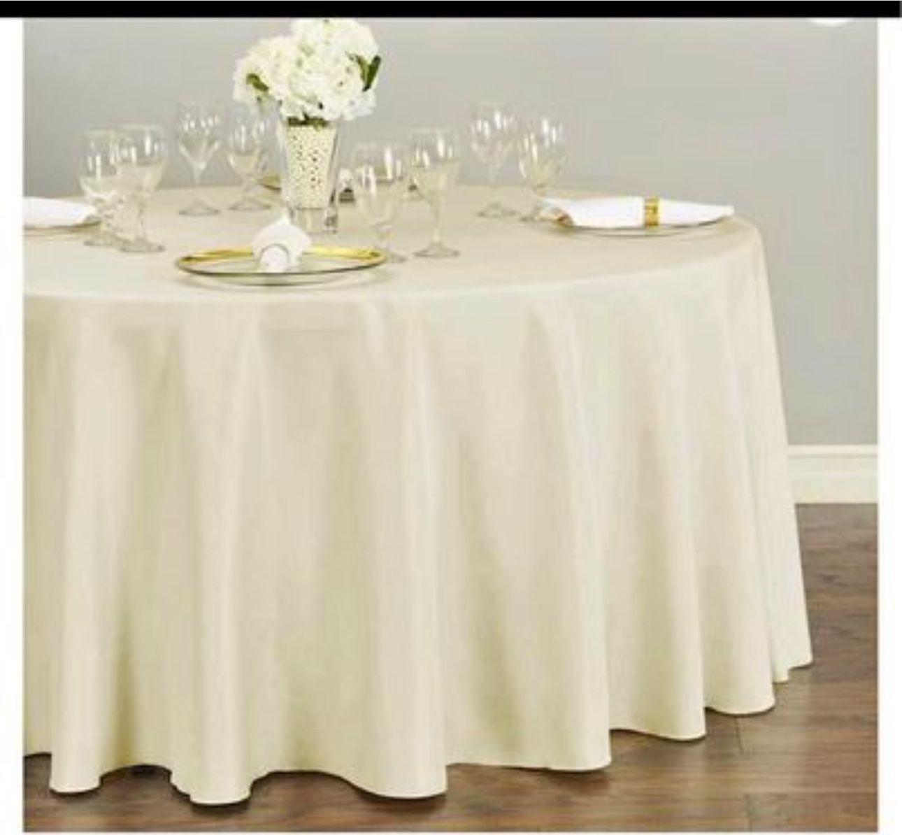 15 Round Ivory Tablecloths $5