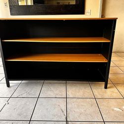 55" W Kitchen Island with Large Countertop and Seating Area, Modern Wooden Coffee Bar Table, Brown and Black