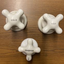 Old  Style Bath Tub Shower  Cross Handles, Diverter Hot And Cold Porcelain  Knobs , For Parts