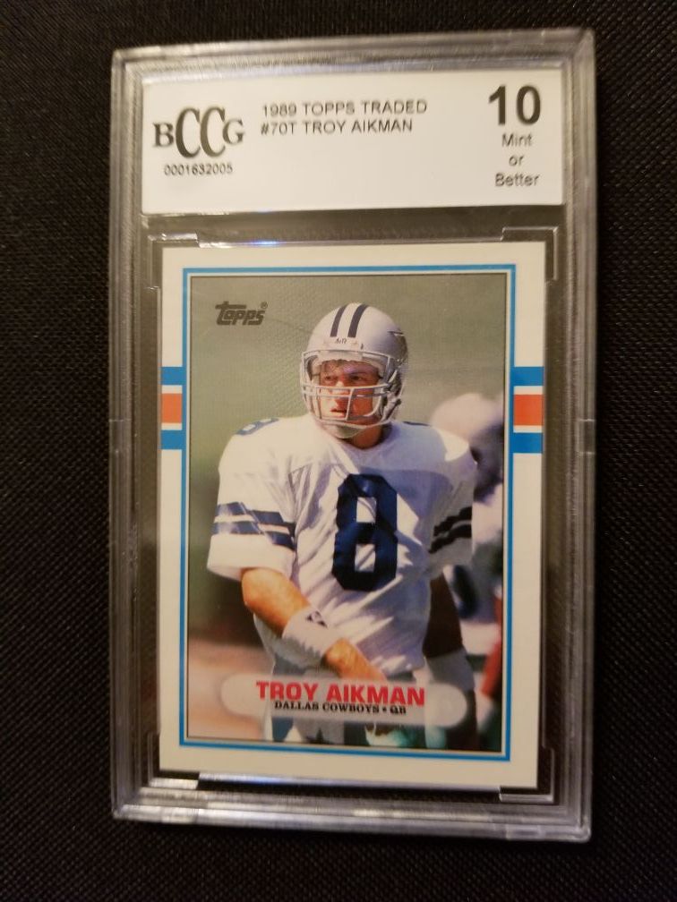 Troy Aikman Encased 1989 Topps Card
