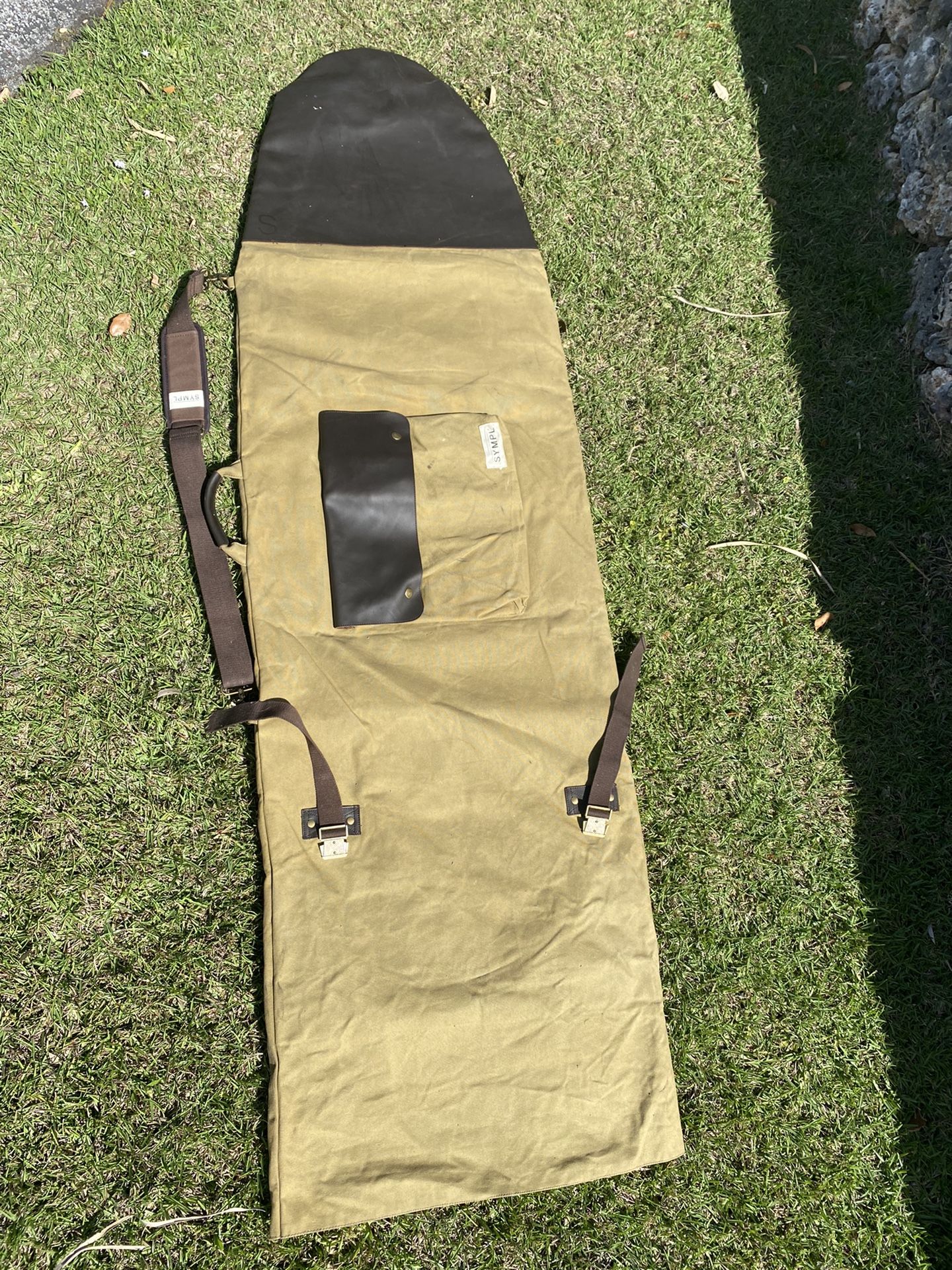 Surfboard Bag Canvas And Leather 7ft Sympl Supply Co. Leather California RARE Beautiful