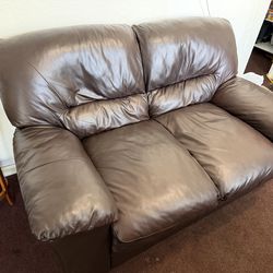 Loveseat Brown Italian Leather