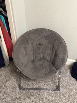 Gray Faux Fur Saucer Chair