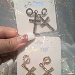 New Cross Rhinestone Earrings - $3 Each