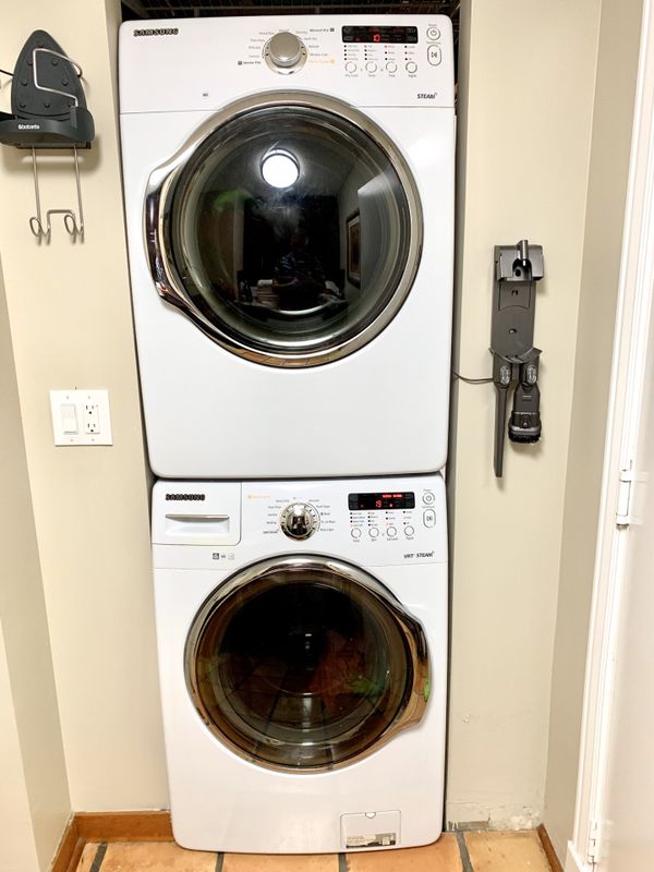 Samsung Washer and Dryer with stacking kit. Dryer works perfect. The