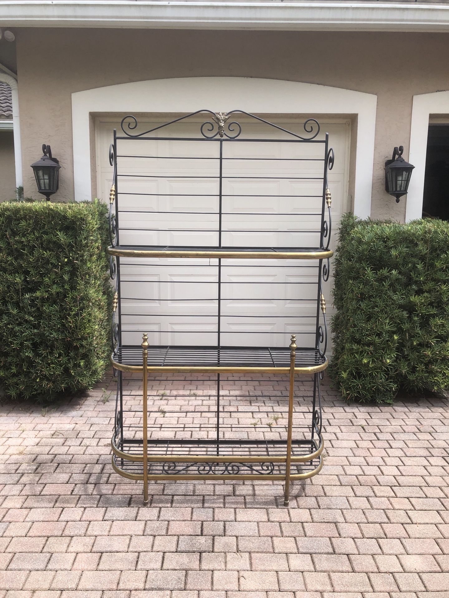 French Bakers Rack Brass And Iron