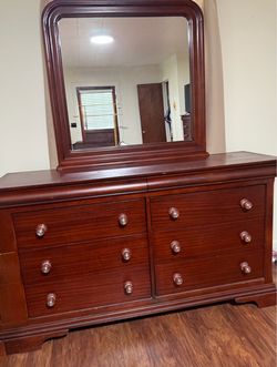 Cherry Wood Dresser with Mirror