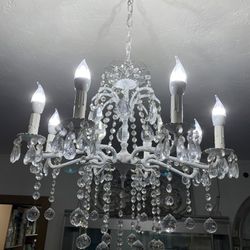 Australian Crystal Vintage Chandelier Ceiling Light Fixture Wrought Iron Arms