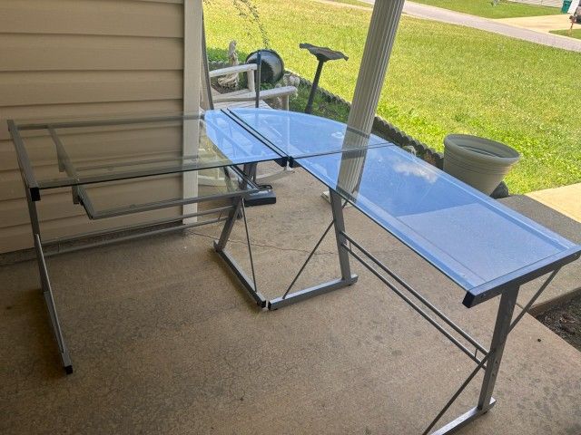 Glass, Metal Frame Desk 