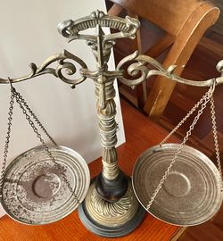 Vintage Balance Scale Wooden And Brass