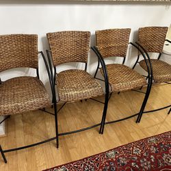 Rattan And Wrought Iron Bar Chairs
