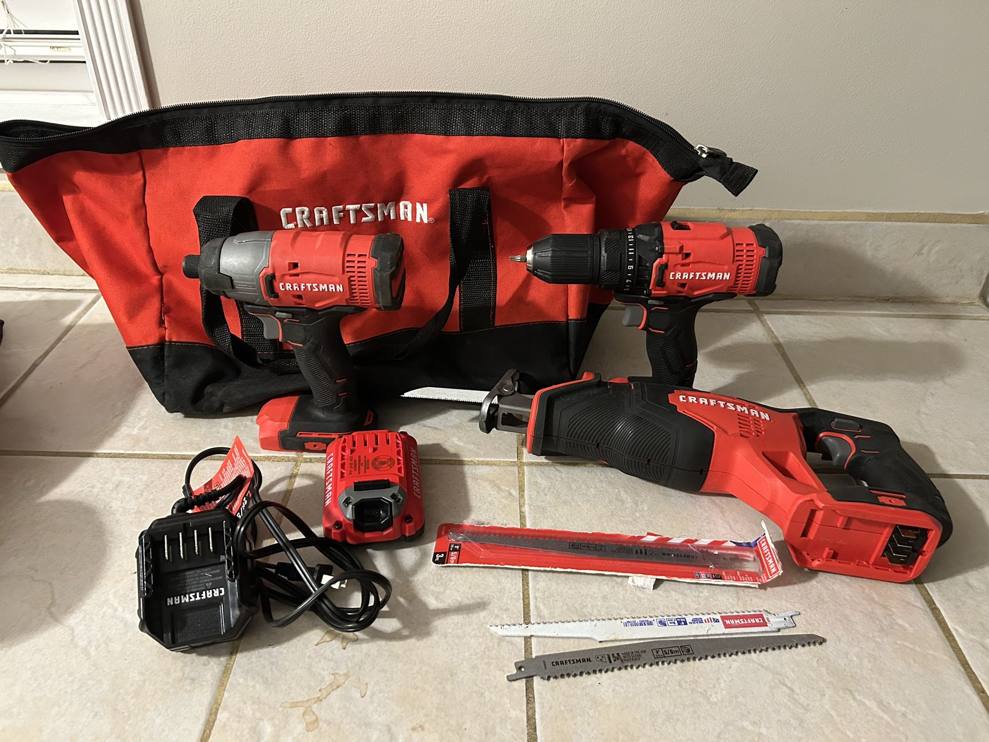 Craftsman Tool Set- Impact Driver, Sawsall And Drill