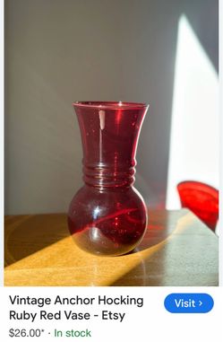 Vintage Anchor Hocking Ruby Red Glass Vase