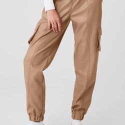 NWT ALO Yoga Tan Faux Leather Joggers 