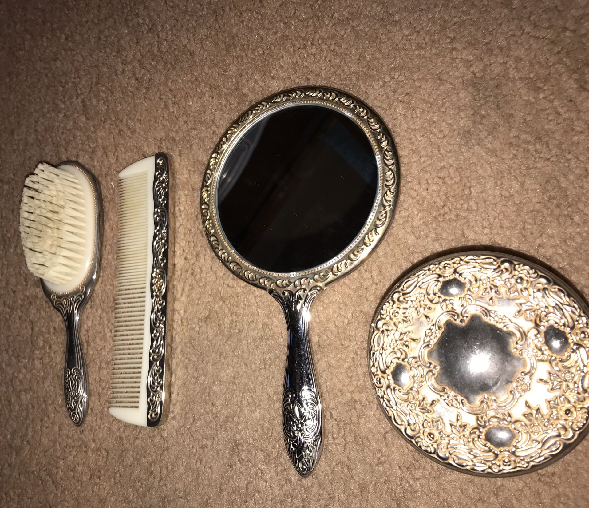 Vintage Brush And Mirror Set