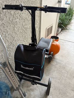 Knee scooter and crutches