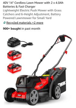 EWORK 40V 14" Cordless Lawn Mower with Batteries