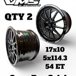 TWO! VMS RACING BLACKHAWK DRAG RACE RIMS WHEELS  17X10 FOR 15-23 FORD MUSTANG