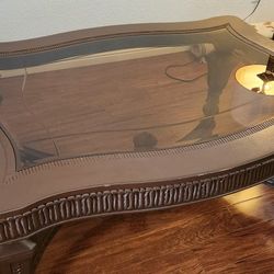 Large Ornate Carved Wood Coffee Table, Traditional/Mediterranean 