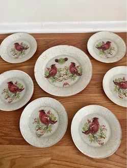 Cardinal Holiday Plate Set – 7 Pieces