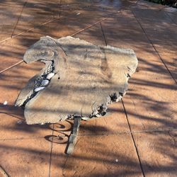 Live Edge Wood Slab Table on Wrought Iron Base
