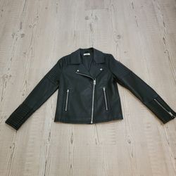 Topshop Black Faux Leather Biker Jacket Size 6