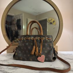 Authentic Vintage Dooney & Bourke Multicolor Monogram Satchel Bag - Good Condition!