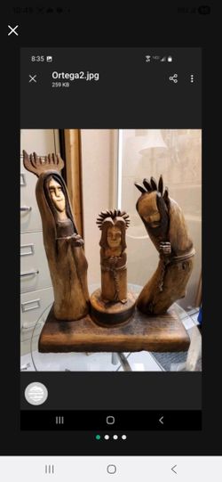 ORIGINAL SIGNED WOOD SCULPTURE THE HOLY FAMILY
