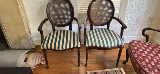 Matching set of cane back parlor chairs