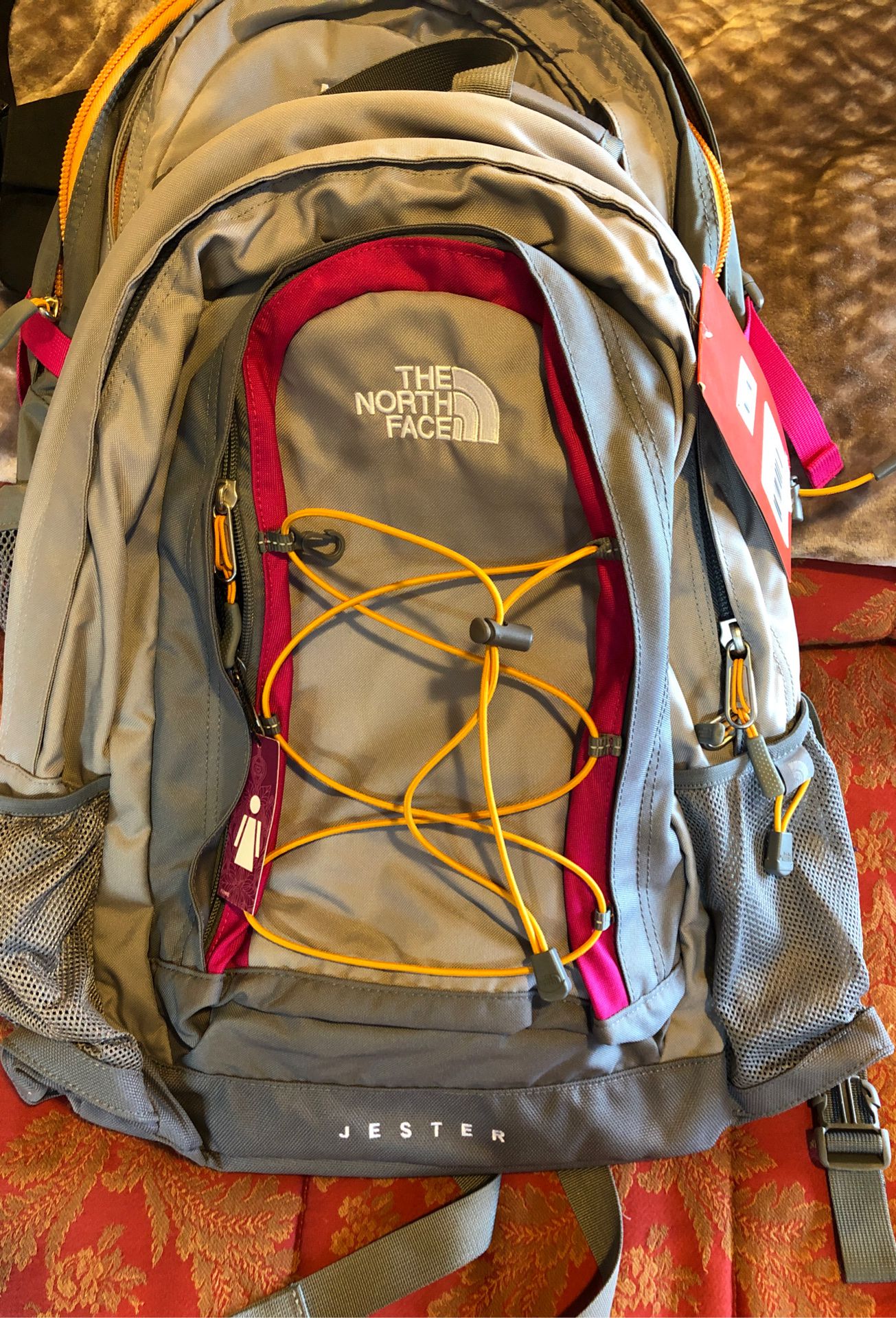 NWT The Northface Jester backpack grey and pink