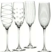 Set Of 4 Etched Mikasa Cheers Champagne Glasses 
