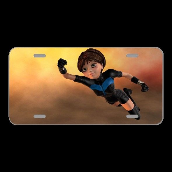 License Plate Novelty Car Front Super Woman Flying 3D Figure Female