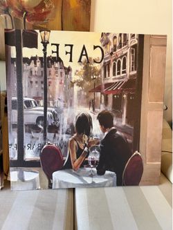 Wall Art Canvas 32x32 Set of 2 Prints “Art After Hours” & “After the Cafe” - OBO