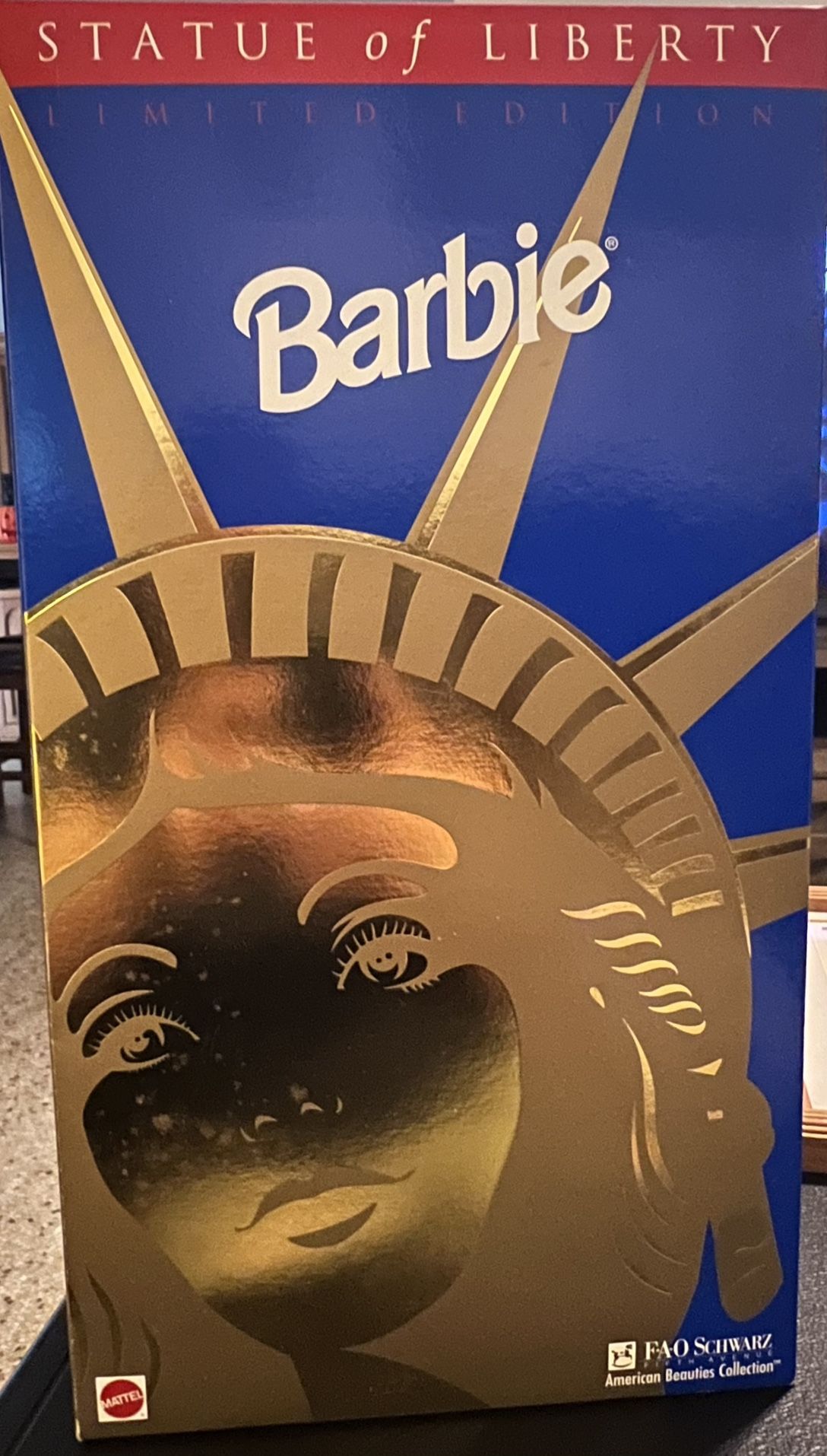 1995 FOA shorts, lady Liberty, Barbie doll for sale brand new never opened box