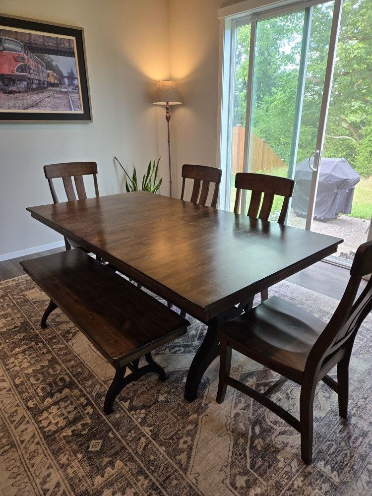 Wooden Table + 4 Chairs and Bench